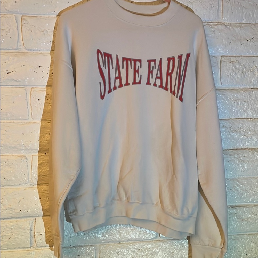 Men’s State Farm White Crewneck